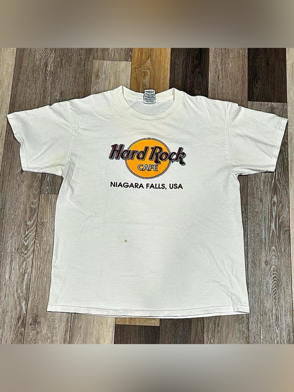 Hard Rock Cafe White Tee with Yellow Logo - Niagara Falls
